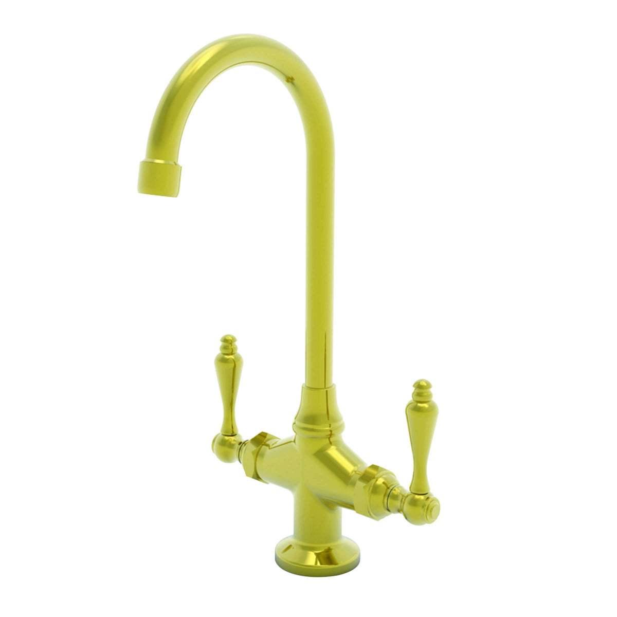 Newport Brass 9452-1 03N Chesterfield Double Handle Bridge Kitchen Faucet with Side Spray and Metal Cross, Polished Brass Uncoated - 4